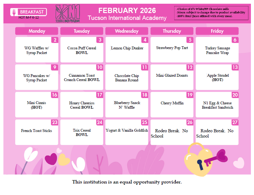 2026 lunch menu calendar — part 2