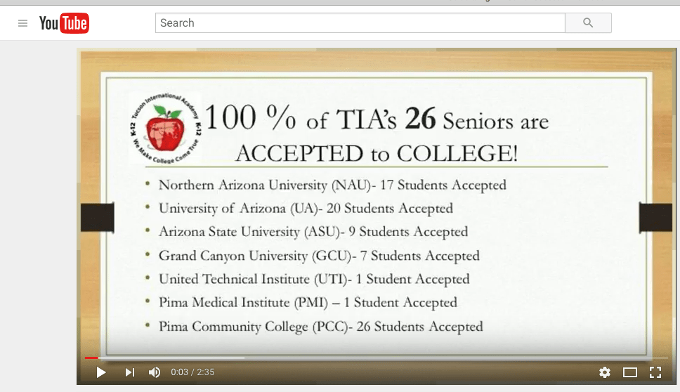 100% of TIA 2016 Seniors Accepted to College